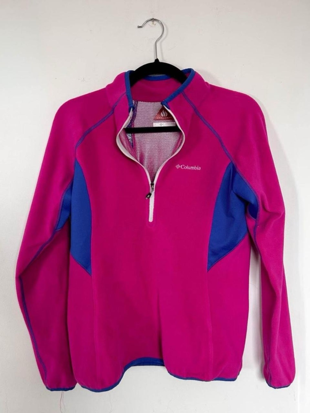 Columbia Hot Pink with Blue Trim Quarter-Zip Fleece Pullover